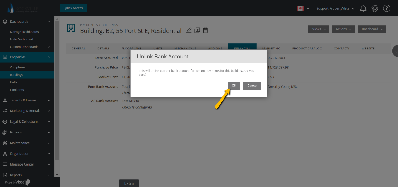 Linking & Unlinking Bank Accounts to Buildings – Property Vista Support
